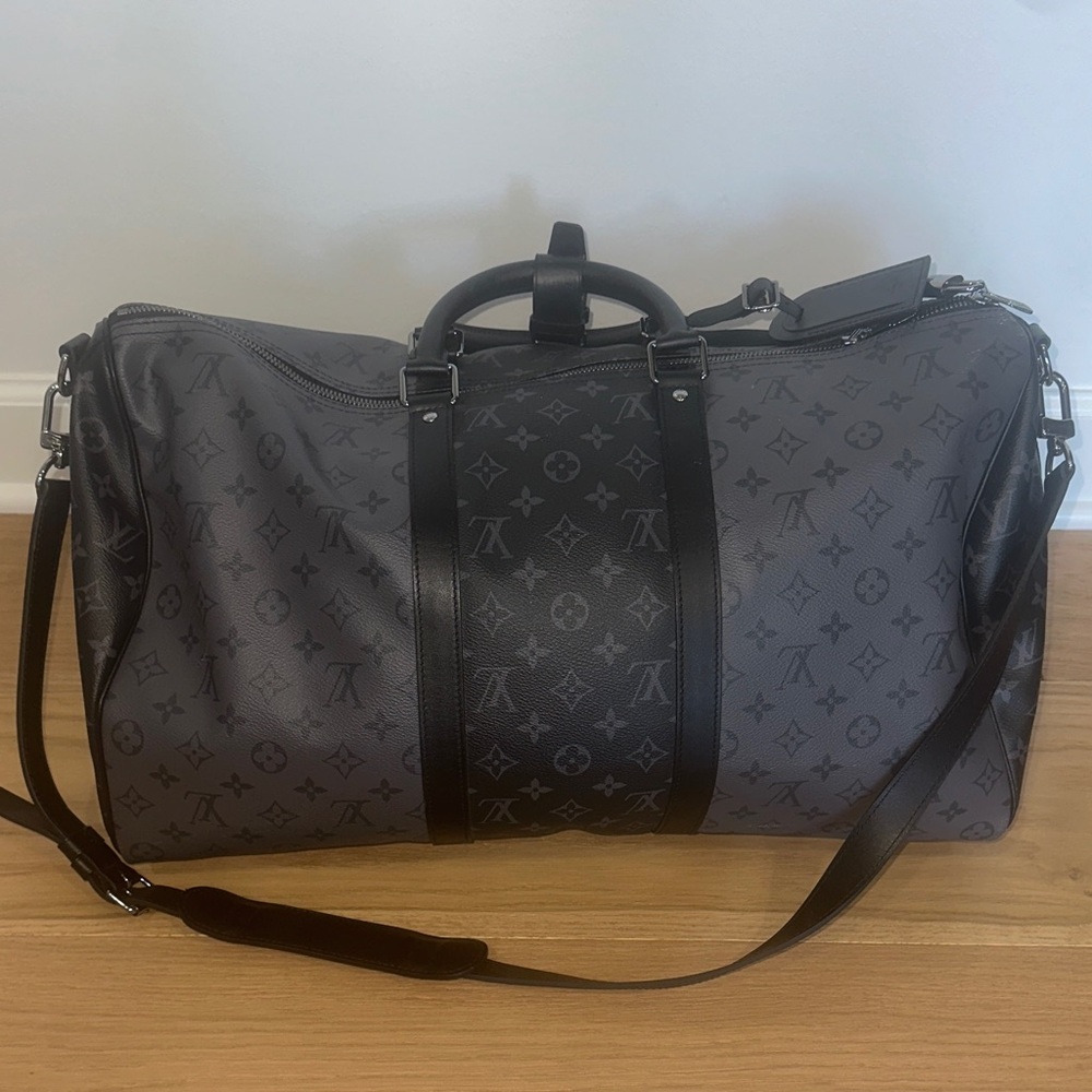 Louis Vuitton Gray Monogram Men's Keepall Bandouliere 50